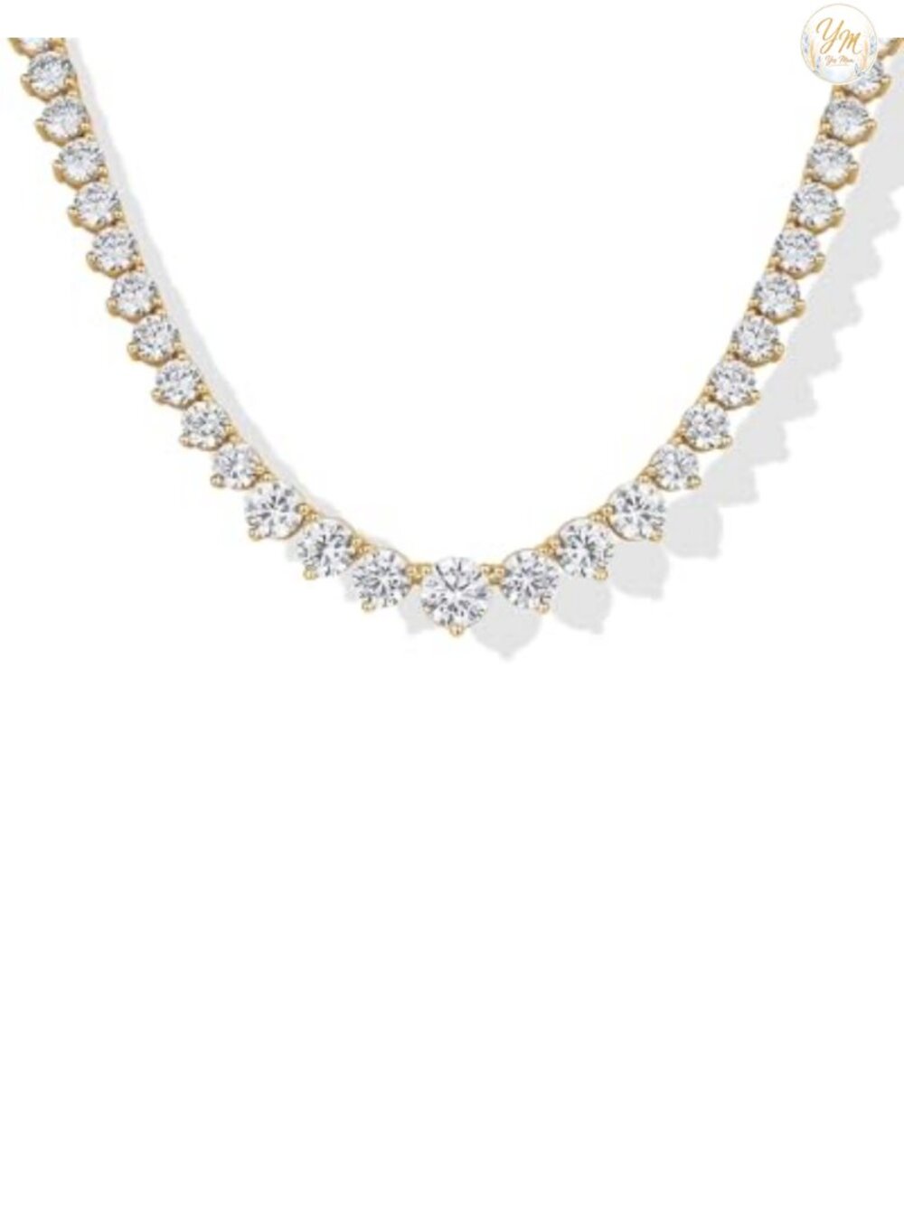 14K Gold Plated Graduated CZ Tennis Necklace for Women